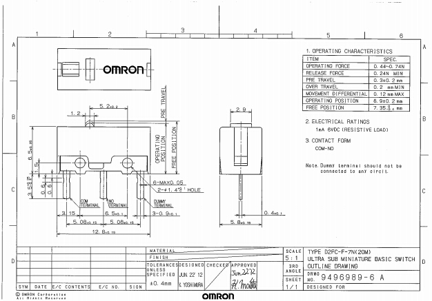 D2FC-F-7N(20M)2000万次鼠标开关