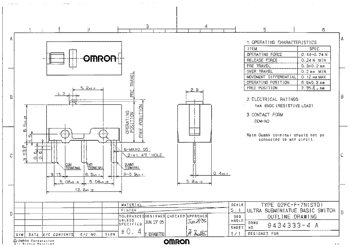 D2FC-F-7N 500万次游戏鼠标开关